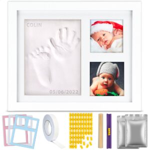 TIKIBOE Baby Fotolijst - Gipsafdruk baby - Klei Afdruk Baby Voet en Hand - Kraamcadeau Jongen of Meisje - Babyshower - Kraampakket/Geboorte Cadeau - Baby Art - Incl. Colour Frames - Moederdag Cadeautje